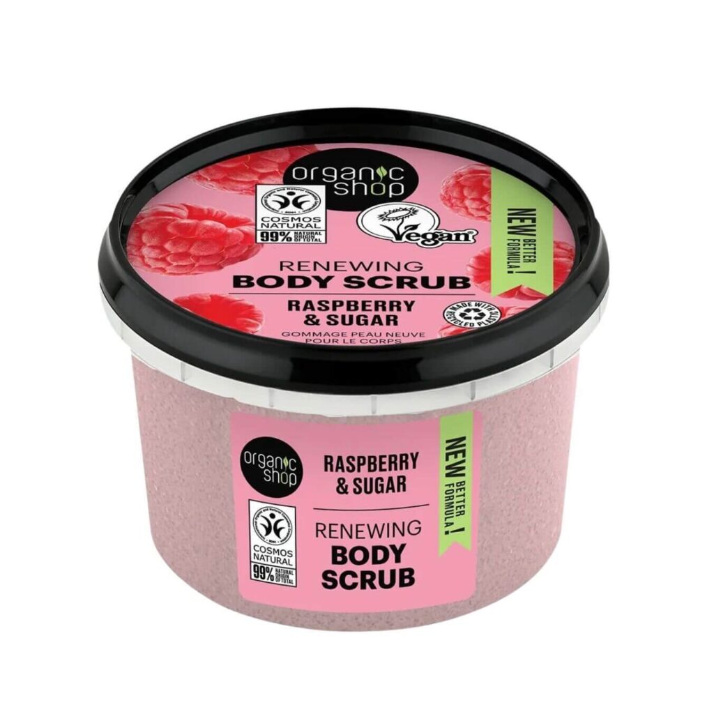 Akné na hýždích: Zatočte s pupínky na zadku jednou provždy! Organic Shop Obnovující tělový peeling Malina a cukr 250 ml