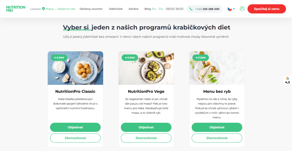 menu nutrition pro