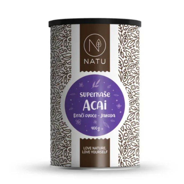 Acai bowl: Recepty, které přinesou kousek Brazílie do vaší kuchyně NATU Superkaše ACAI s dračím ovocem a jahodami 400 g